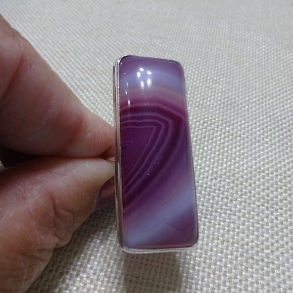 Beautiful PURPLE BOTSWANA AGATE Handmade Sterling 925 Size 9.25 #298C - Picture 2 of 3